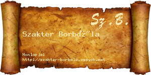 Szakter Borbála névjegykártya